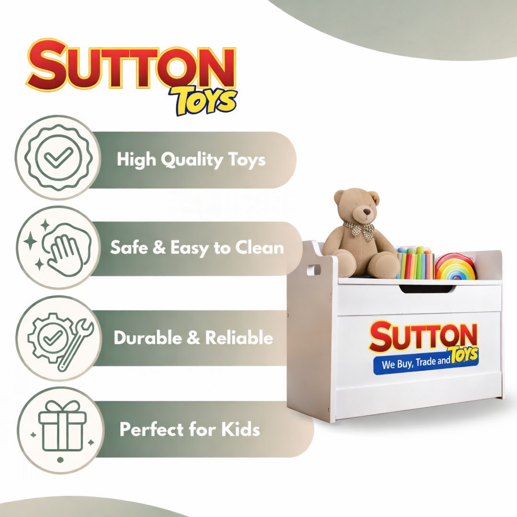 Sutton Toys Wooden Toy Storage Bench White