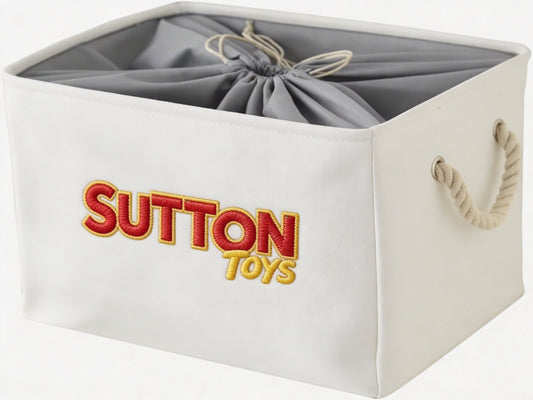 Sutton Toys Fabric Storage Basket with Drawstring Lid