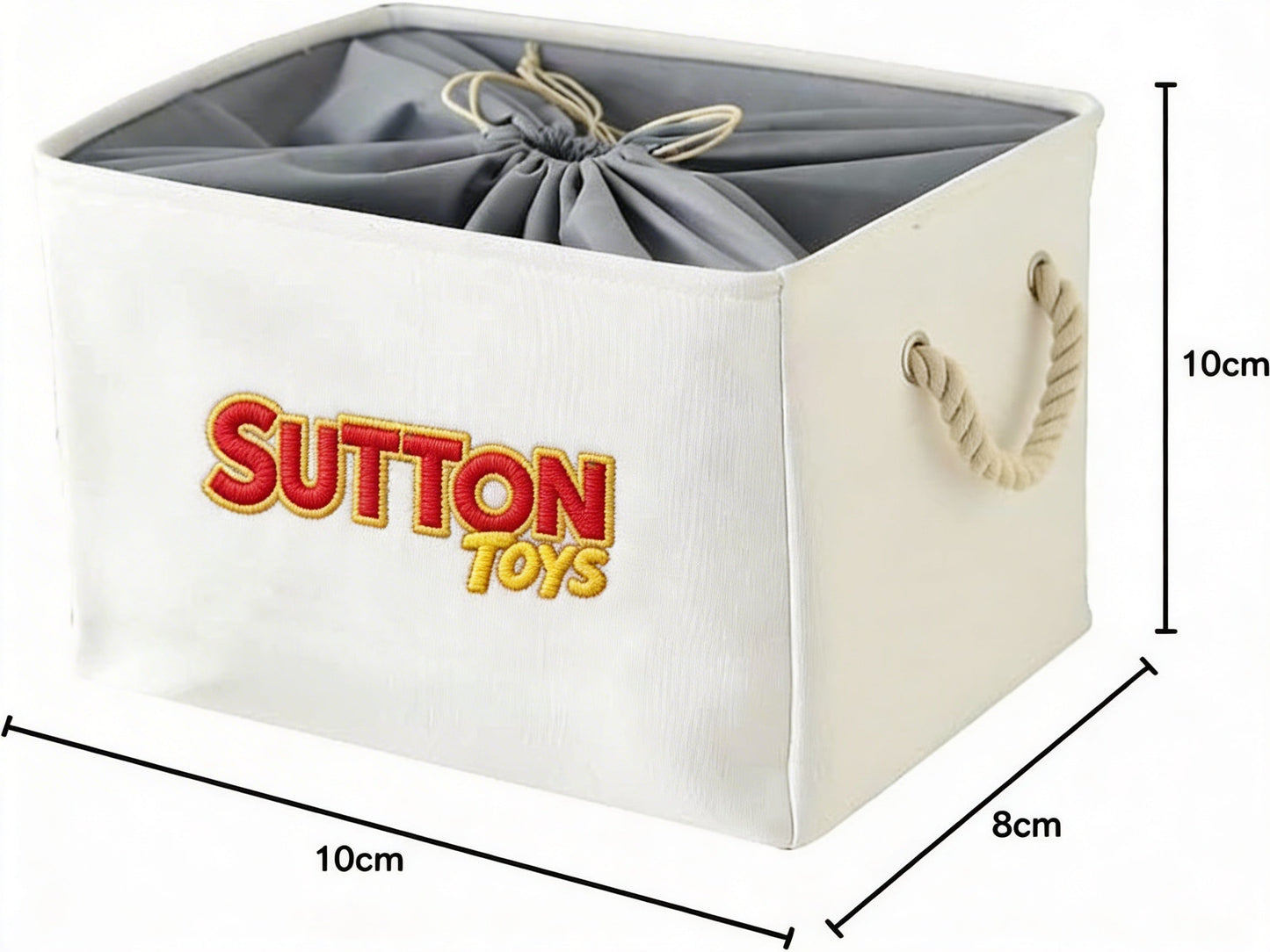Sutton Toys Fabric Storage Basket with Drawstring Lid